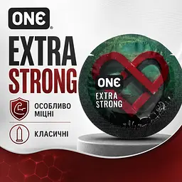 Презерватив ONE Extra Strong, підвищеної міцності, гладкий, латексний, щільніший та міцніший, із силіконовою змазкою