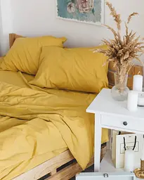 Постільна білизна полуторна Dushka Home Варена бавовна 21043 160х215 см жовта - мініатюра 2