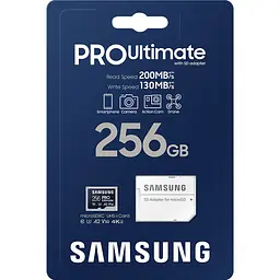 Карта пам'яті Samsung microSDXC 256GB Class 10 UHS-I U3 V30 A2 PRO Ultimate + SD Adapter [MB-MY256SA] [112857] - мініатюра 15
