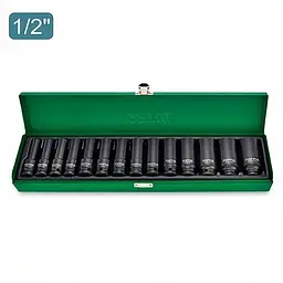 Набір головок ударних довгих 1/2" 10-32мм 14од. Toptul hoz0014696