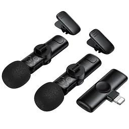 Петличний бездротовий мікрофон Borofone BFK16A Winner dual-mic Type-C Black - мініатюра 3