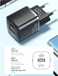 Зарядний пристрій Essager Camber 20W GaN Travel Phone Charger USB A + Type C EU Black (ECTAC-HMB01-P) - мініатюра 8
