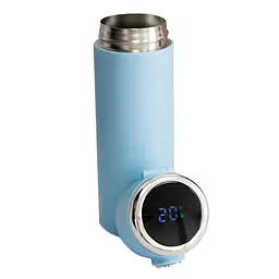 Термочашка "Vacuum cup" Блакитна на 420 мл, термокружка з індикатором температури для кави, термос для чаю (ST)