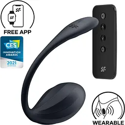 Смарт-віброяйце Satisfyer Ribbed Petal Connect App Black з керуванням через смартфон - мініатюра 1