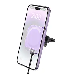 Автотримач із БЗУ HW17 Crystal (air outlet) Romantic purple Hoco teh0029270