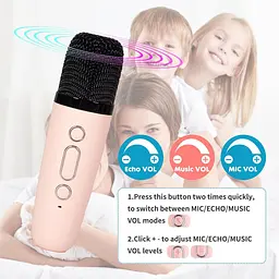 Дитяча караоке-машина, портативний Bluetooth-динамік з бездротовим мікрофоном - мініатюра 3