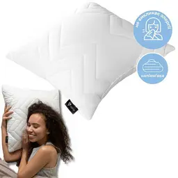 Подушка Ideia Nordic Comfort чохол зі стібкою антиалергенне волокно 50х50 см біла (8-34688) - мініатюра 2