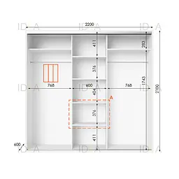 Шафа-купе Idea серія 6 220 x 60 x 210 см Білий Дзеркало - мініатюра 2