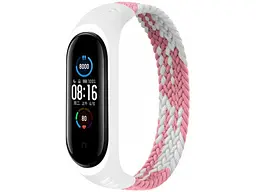 Ремінець BeCover Elastic Nylon Style для Xiaomi Mi Smart Band 5 / Mi Smart Band 6 (Size S) Pink-White (706142)