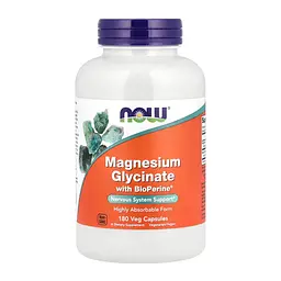 Магній Now Foods (Glycinate with BioPerine®) - 180 веганських капсул, для м’язів і нервової системи
