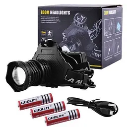 Налобний ліхтар BL-T70pro-HP70 zoom + Powerbank + microUSB + 3х18650 - мініатюра 3