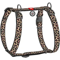 Шлея для собак Waudog Nylon Леопард анатомічна H-подібна з QR-паспортом S 30-40x30-50x1.5 см