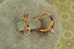Сережки Xuping Jewelry незкінченність з білим каменем 1,6 см золотисті - мініатюра 2