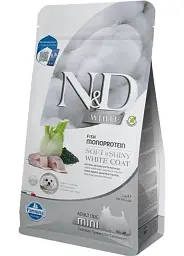 Сухий корм для собак дрібних порід з білою шерстю Farmina N&D white dog Sea Bass, Spirulina and Fenel Adult mini, 2 кг
