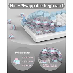 Клавіатура MageGee SKY 81 RGB Pink Bear Switch Ice Sea Blue (6971969728844-UA) [164303] - мініатюра 10