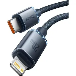 Кабель Baseus Lightning USB Type-C to Lightning Crystal Shine Series 20W 2m Black (CAJY000301) - мініатюра 6