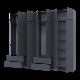 Розпашна Шафа для одягу Doros Лукас Графіт 3+4 ДСП 295х50х240 (42005125) - мініатюра 2