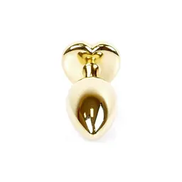 Анальна пробка з кристалом B-Series Jewellery Gold Heart Plug Light Blue, 7х2,7 см, блакитний - мініатюра 4