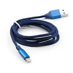Дата кабель USB 2.0 AM to Lightning nylon 1m blue Vinga (VCPDCLNB21B) - мініатюра 2