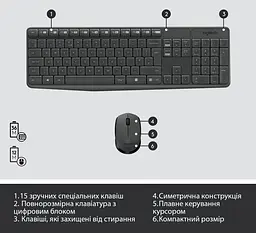 IT набор Logitech MK235 Wireless Combo, US (920-007931) (6836267) - мініатюра 7