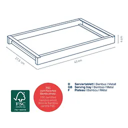 Таця сервірувальна Kela Kiril бамбукова 43 x 27.5 x 4 см (12598) - мініатюра 4