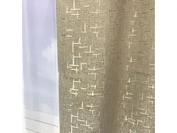 Льняні мармурові блекаут штори бежевого кольору 2шт. 150х270 з білим шифоновим тюлем 400х270, на тасьмі ALBO pbe0052666 - мініатюра 8