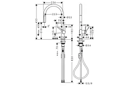Змішувач для кухні Hansgrohe Talis 210 1jet з витяжним виливом brushed black chrome 72802340 - мініатюра 2