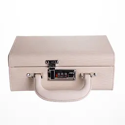 Скринька для прикрас екошкіра 2 яруси з кодовим замком 24×16×9.5 см органайзер для прикрас Бежевий Yiwu HP-5-24BE - мініатюра 9