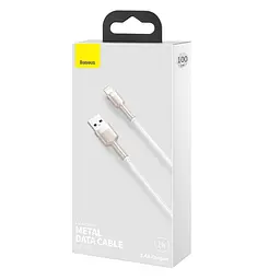 Дата кабель Baseus Cafule Metal USB to Lightning 2.4A (1m) (CALJK-A0) White - мініатюра 5