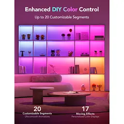 Світлодіодна стрічка Govee H100E LED Compatible extension of H61E1, 1.0m, RGBIC , WI-FI/Bluetooth, white (H100E0D1) - мініатюра 2