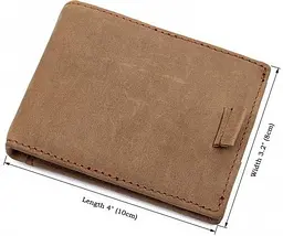 Затискач для грошей 14532 з натуральної шкіри Vintage коричневий - мініатюра 5