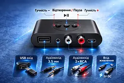 Аудіо приймач Bluetooth NFC адаптер 5.3 стерео ресивер B21 - мініатюра 4