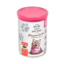 Корм вологий для дорослих котів Pet Chef, шматочки в желе М'ясний мікс 415 г - мініатюра 5