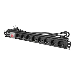 Блок розеток E-NET PDU/8M-16А Black на 8 розеток Schuko, з вимикачем (25-00065) - мініатюра 1