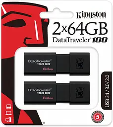 USB Flash Kingston DataTraveler 100 G3 USB 3.0 64Gb 2pcs Black