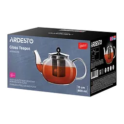 ARDESTO Заварник Ardesto Gemini Roma 800мл, боросилікатне скло, нержавіюча сталь, прозрачний - мініатюра 2