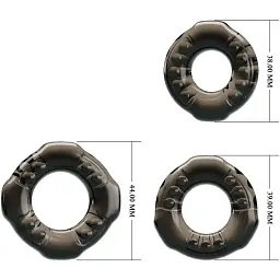 Набір ерекційних кілець Baile Cock Ring Yvonne Set of 3 (чорний) - мініатюра 5
