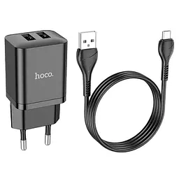МЗП Hoco N25 Maker (2USB-A) + USB to MicroUSB Black - мініатюра 2