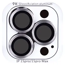 Захисне скло Metal Classic на камеру (у упак.) для Apple iPhone 15 Pro (6.1) / 15 Pro Max (6.7) Сірий / Titanium Gray - мініатюра 3