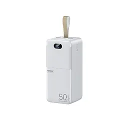 Павербанк Remax RPP-117 / 50000 мАг / до 27Вт / USB-C + USB-A + Micro-USB / PD+QC / Білий