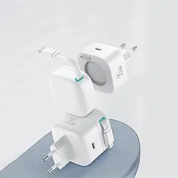МЗП US-CC202 GaN With Type-C Magnetic Retractable Cable Module XMF Ser. 35W (2USB-C) White Usams teh0029653 - мініатюра 2