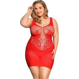 Сексуальна сітчаста сукня JSY Пристрасна Евелін Plus Size, Red, мереживо, відкрита спинка