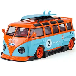 Колекційна металева модель автомобіля АвтоЕксперт Volkswagen T1 мікроавтобус зі знімним дахом, інерцією, світлом та звуком 1:32 - мініатюра 3