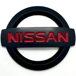 Емблема решітки задня для Nissan Чорна 160 мм Пластик на скотчі (Завод)