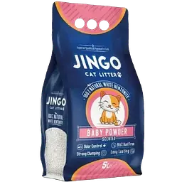 Наповнювач бентонітовий JINGO Baby Powder Scented - з ароматом дитячої присипки, 5 л