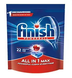 Таблетки для посудомийних машин Finish All in one Max, 22 шт.