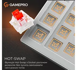 Клавіатура ігрова механічна GamePro GPMK-160-P Warden Genesis Red Outemu Swithes Hot-Swap White-Grey - мініатюра 9