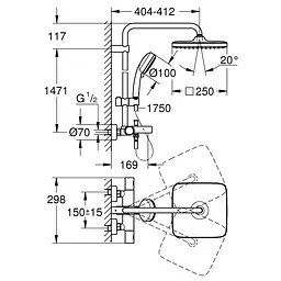 Душова система Grohe Tempesta Cosmopolitan 26691000, Хром - мініатюра 3