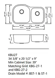Подвійна кухонна мийка Kraus Premier KBU27, Нержавіюча сталь - мініатюра 4