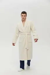 Халат unisex Lotus Home - Bold New Microcotton off white махровий 2XL - мініатюра 2